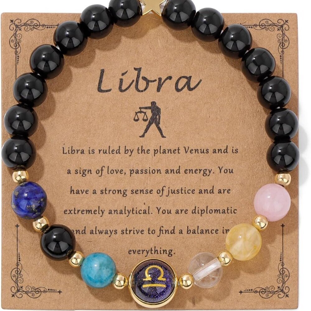 Zodiac Bracelets for Women 12 Constellations Healing Crystal Stone Beads Bracele